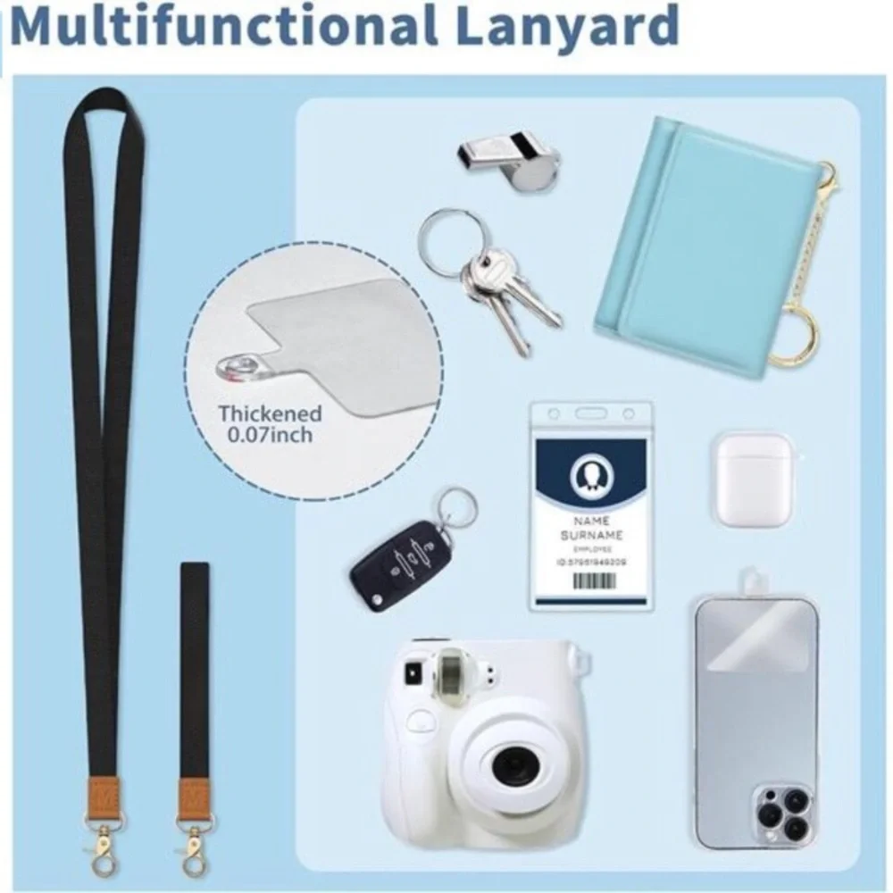 Lanyard Wallet with Id Badge Holder, Black RFID Small Keychain Wallet Women